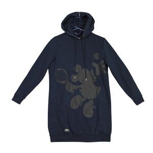 Lacoste x Disney Women Hooded Minnie Print Fleece Sweatshirt Dress Tennis Sz34